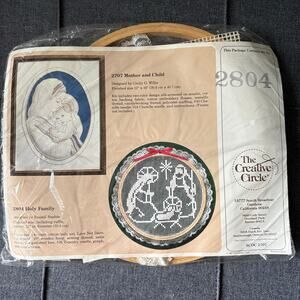 Holy Family Vintage Lace Net Darning Kit by The Creative Circle - 1987 Nativity